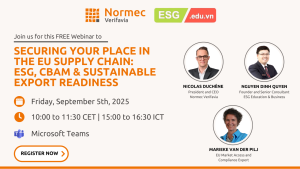 [Webinar] Đảm bảo vị thế của bạn trong chuỗi cung ứng EU: ESG, CBAM & Sẵn sàng xuất khẩu bền vững